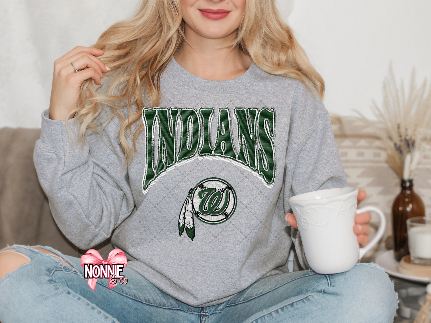 Indians Baseball Faux Patch Sweatshirt