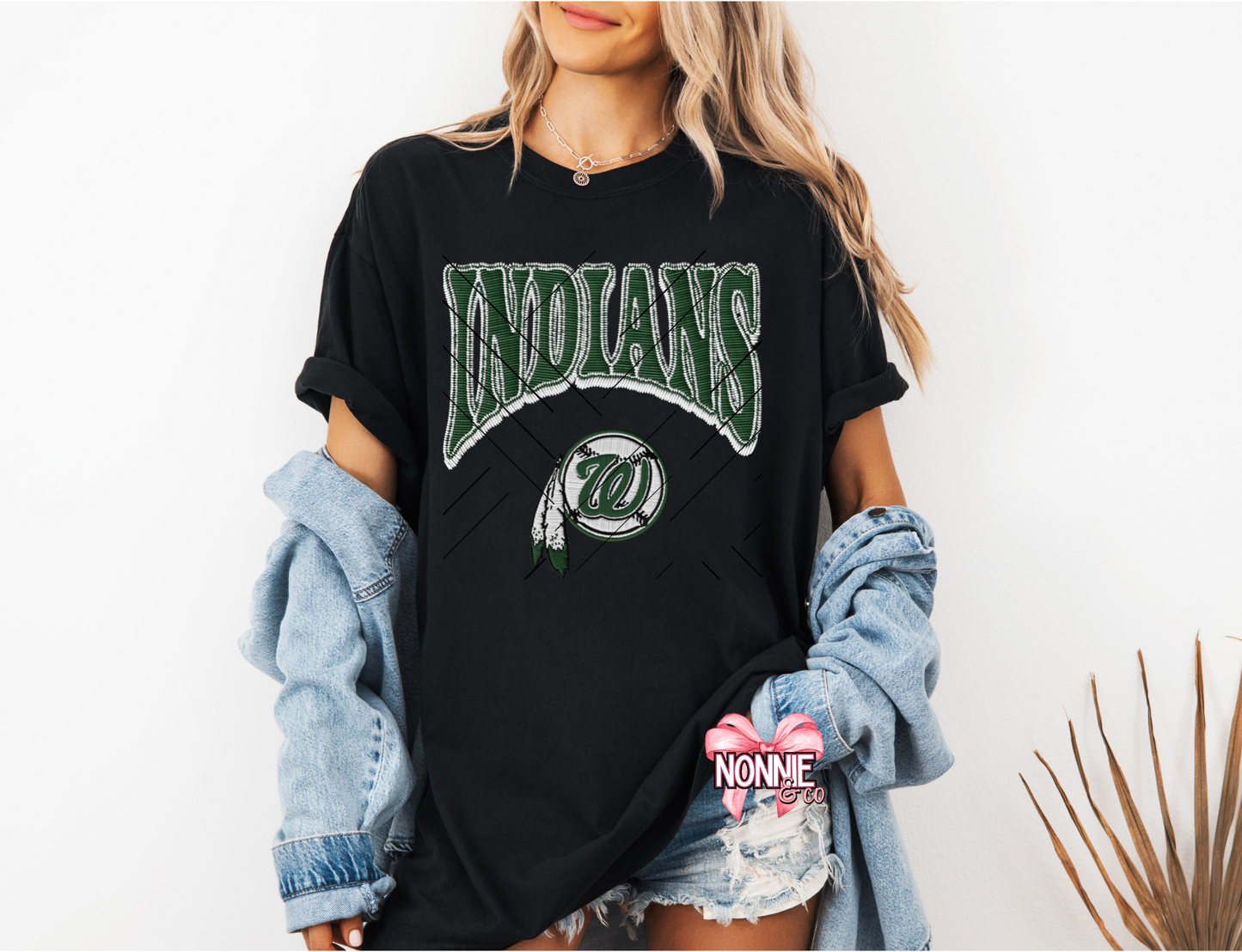 Indians Baseball Faux Patch Comfort Color Tees
