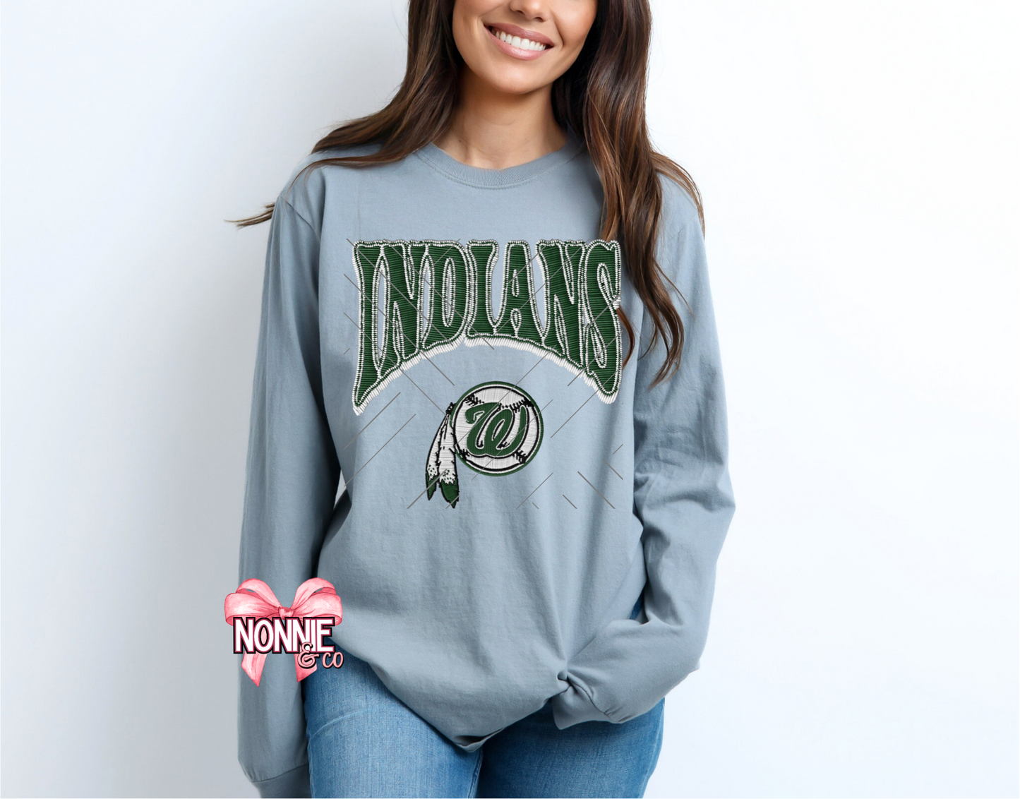 Indians Baseball Faux Patch Comfort Color Tees