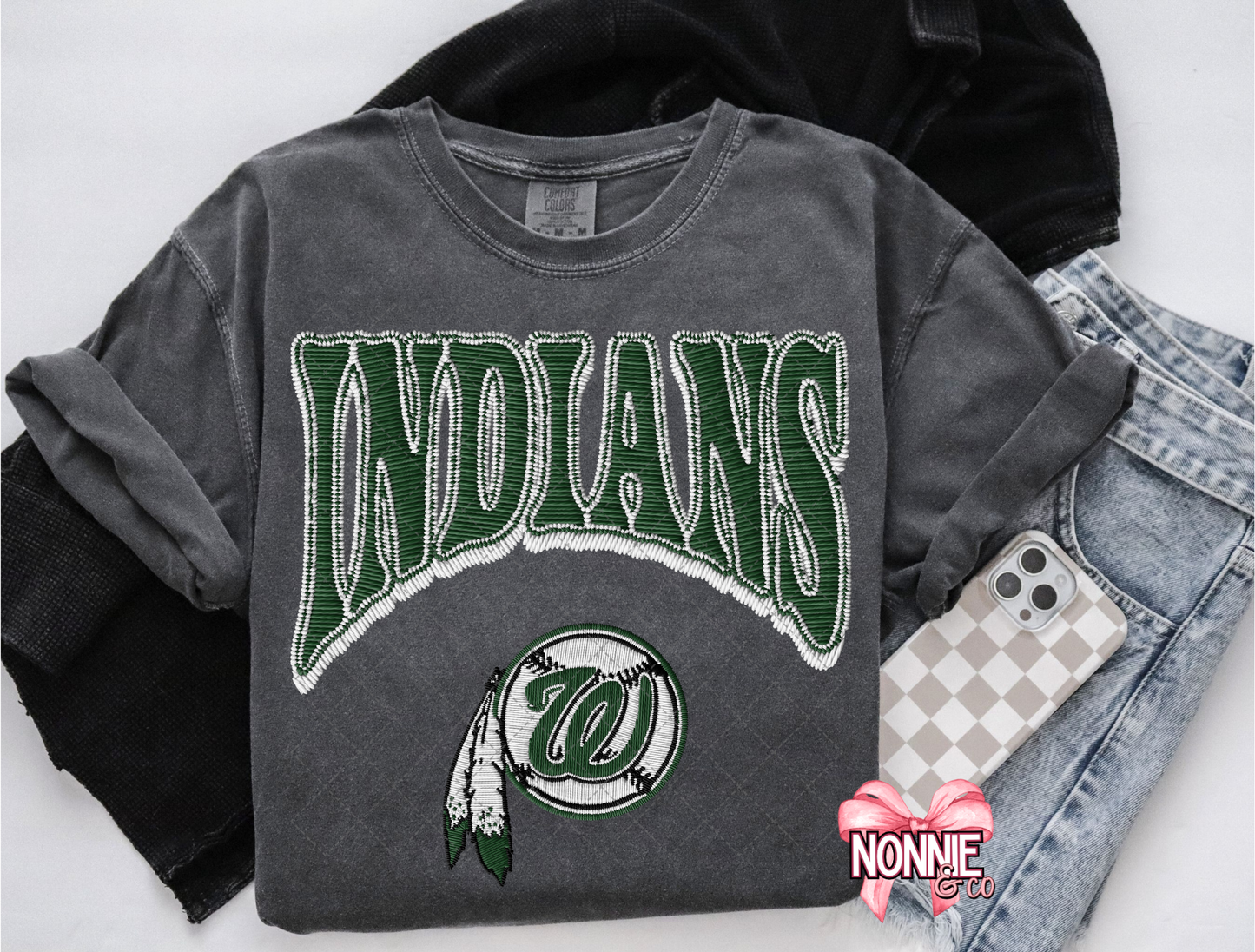 Indians Baseball Faux Patch Comfort Color Tees