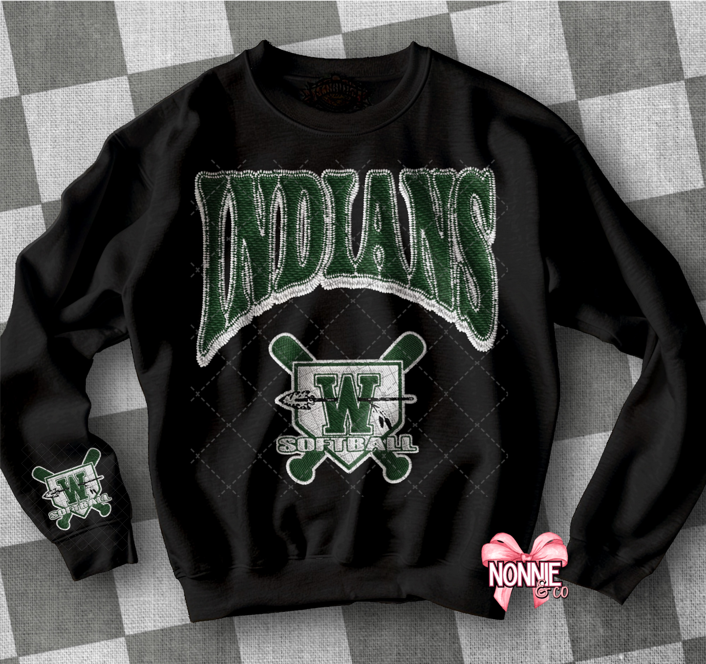 Indians Softball Faux Patch Sweatshirt