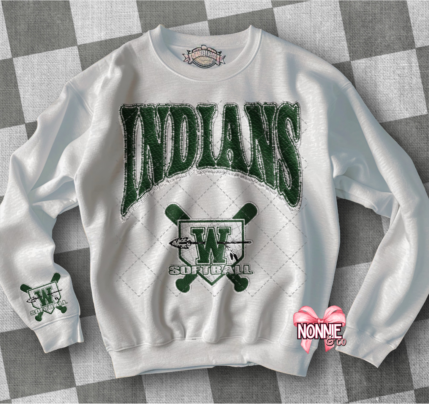 Indians Softball Faux Patch Sweatshirt