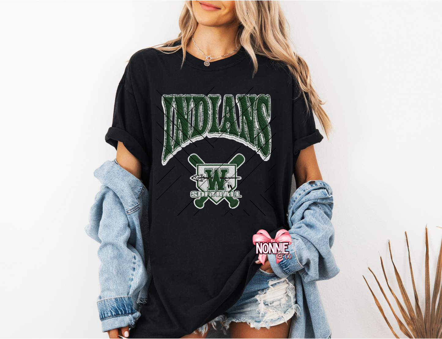 Indians Softball Faux Patch Bella Canvas