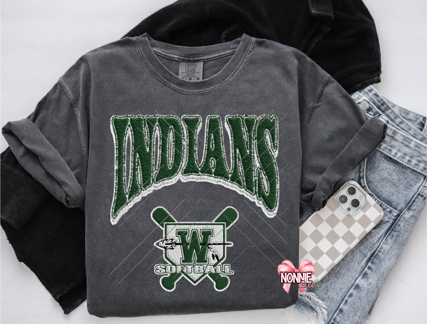 Indians Softball Faux Patch Comfort Colors