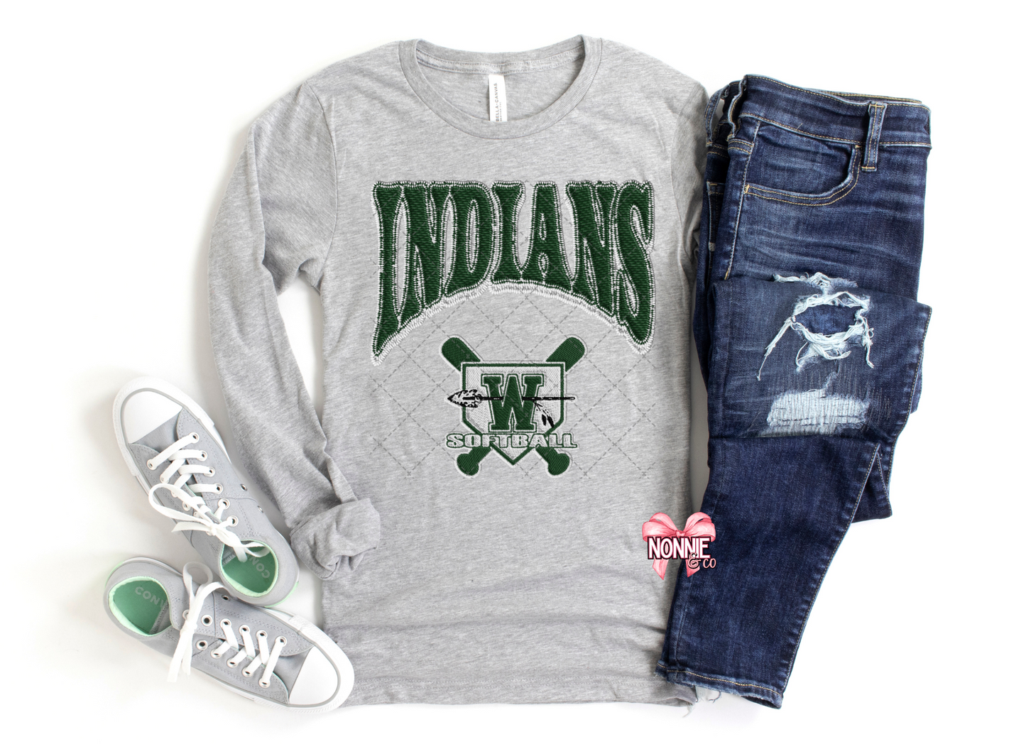 Indians Softball Faux Patch Bella Canvas