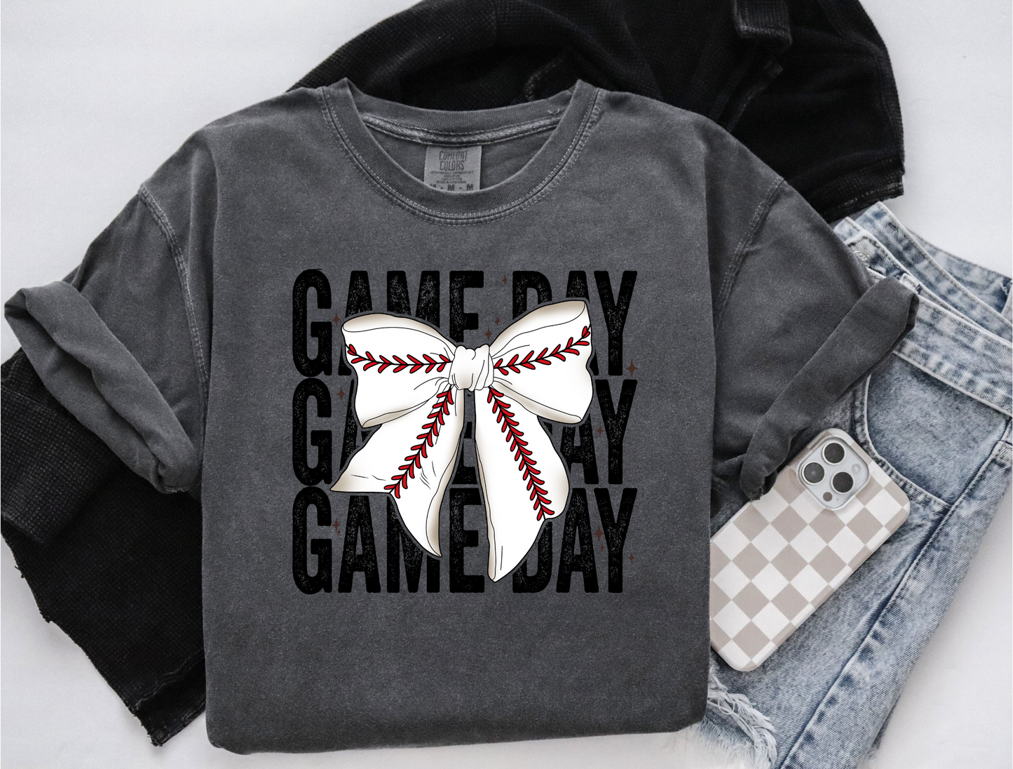 Game Day--Baseball Bow--You Pick Color of Tee!