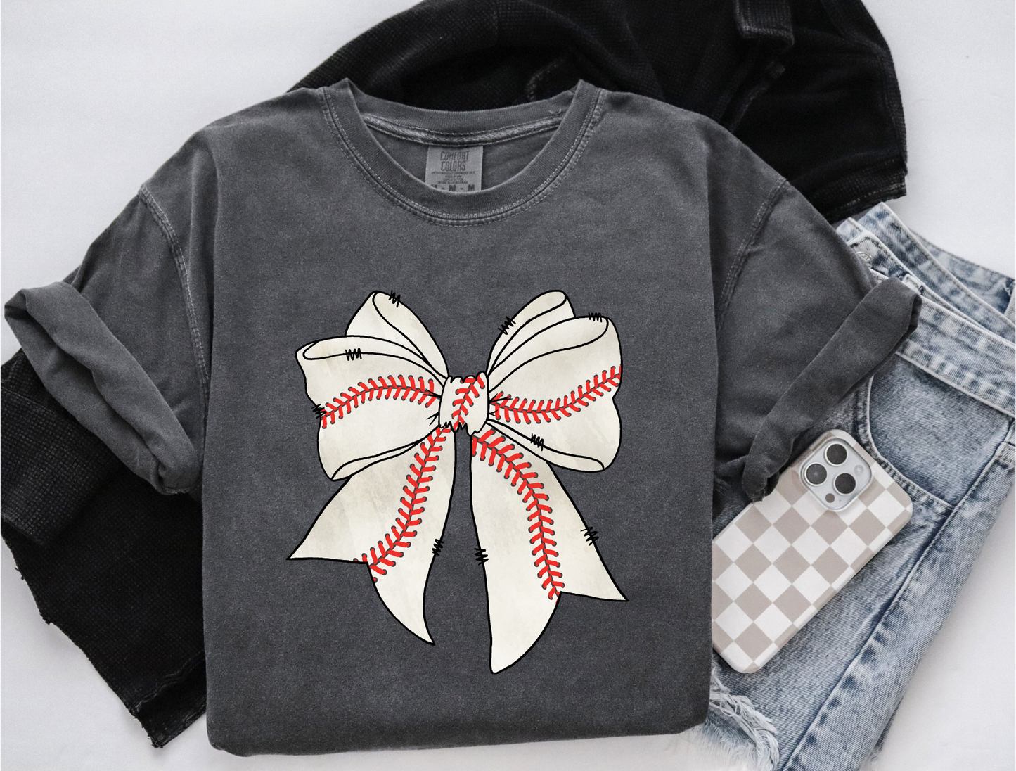 Baseball Bow--You Pick Color of Tee!