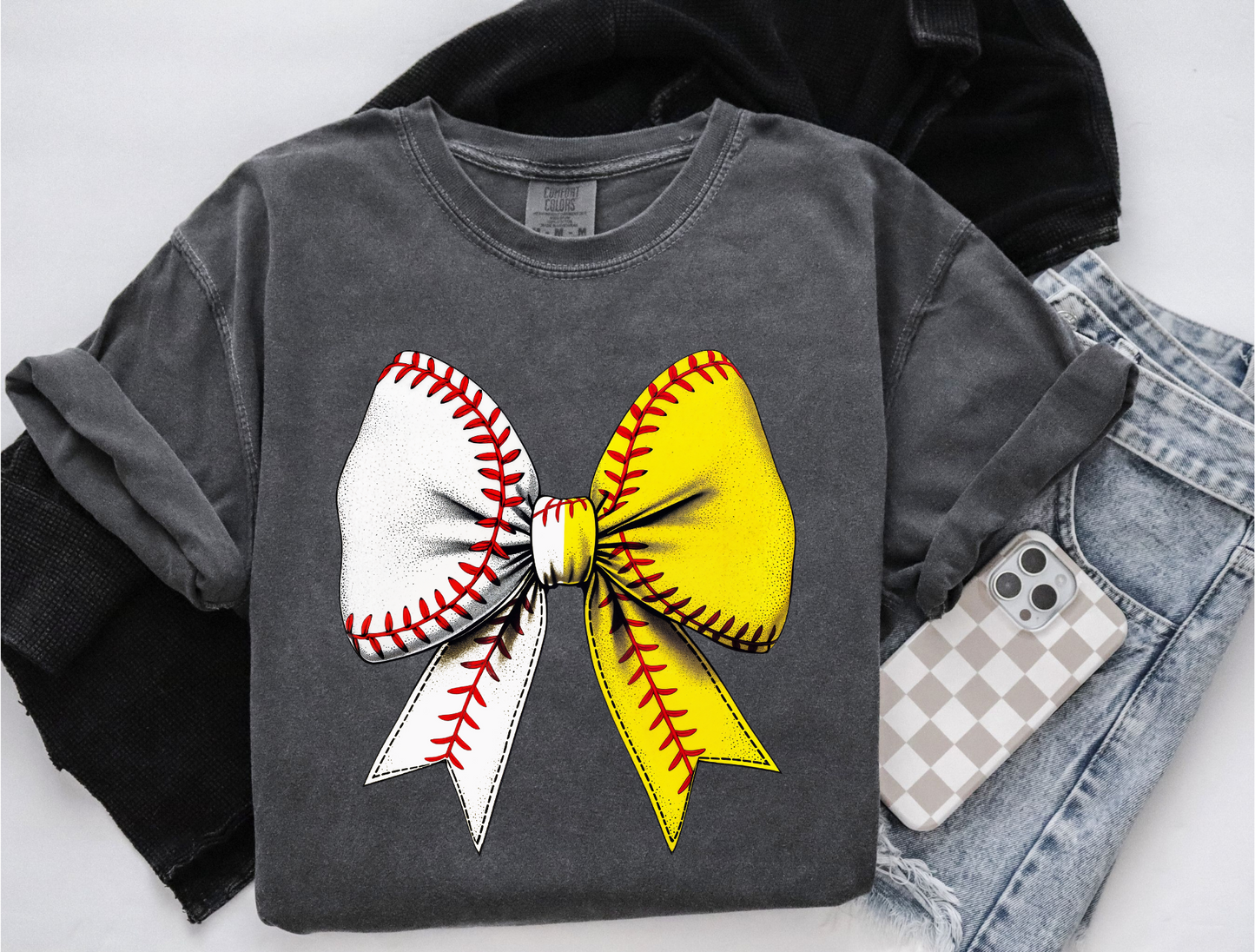 Baseball/Softball Bow--You Pick Color of Tee!