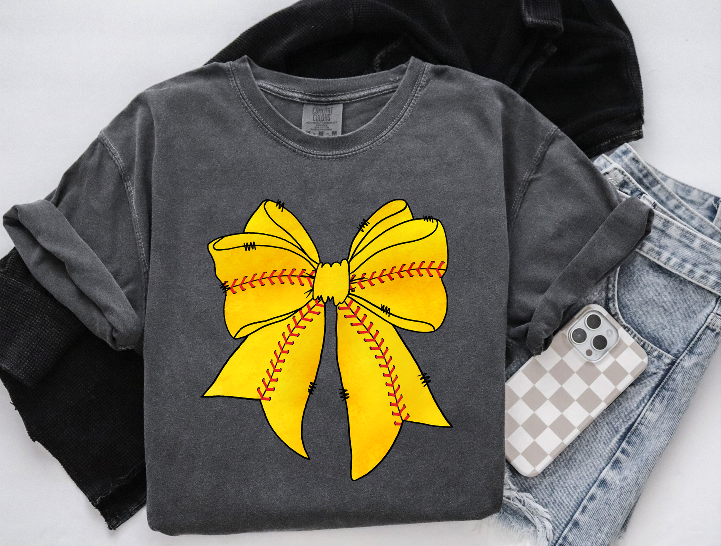 Softball Bow--You Pick Color of Tee!