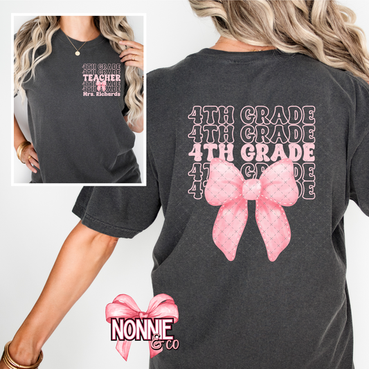 Custom Grade Level Stacked with Bow