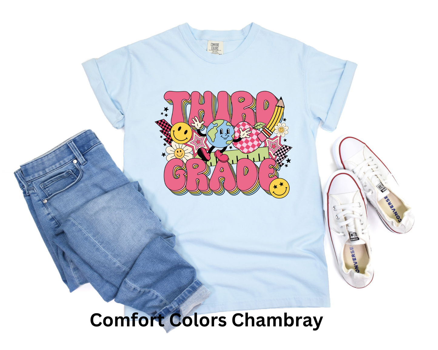 Third Grade Pink Bubble Letters