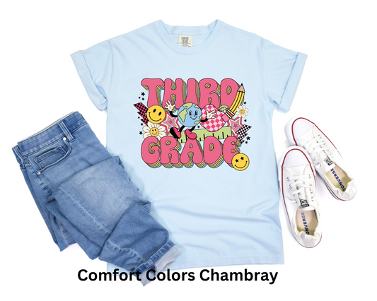 Third Grade Pink Bubble Letters