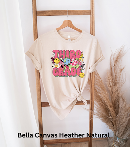 Third Grade Pink Bubble Letters
