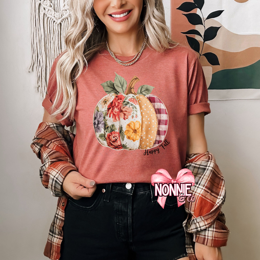 Quilted Look Pumpkin--Happy Fall