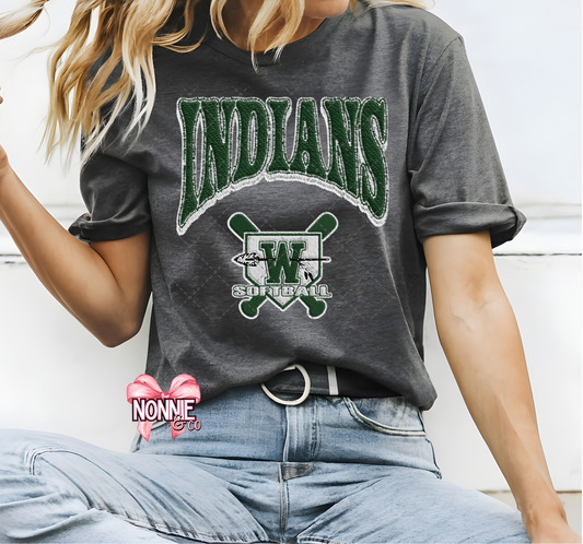 Indians Softball Faux Patch Bella Canvas