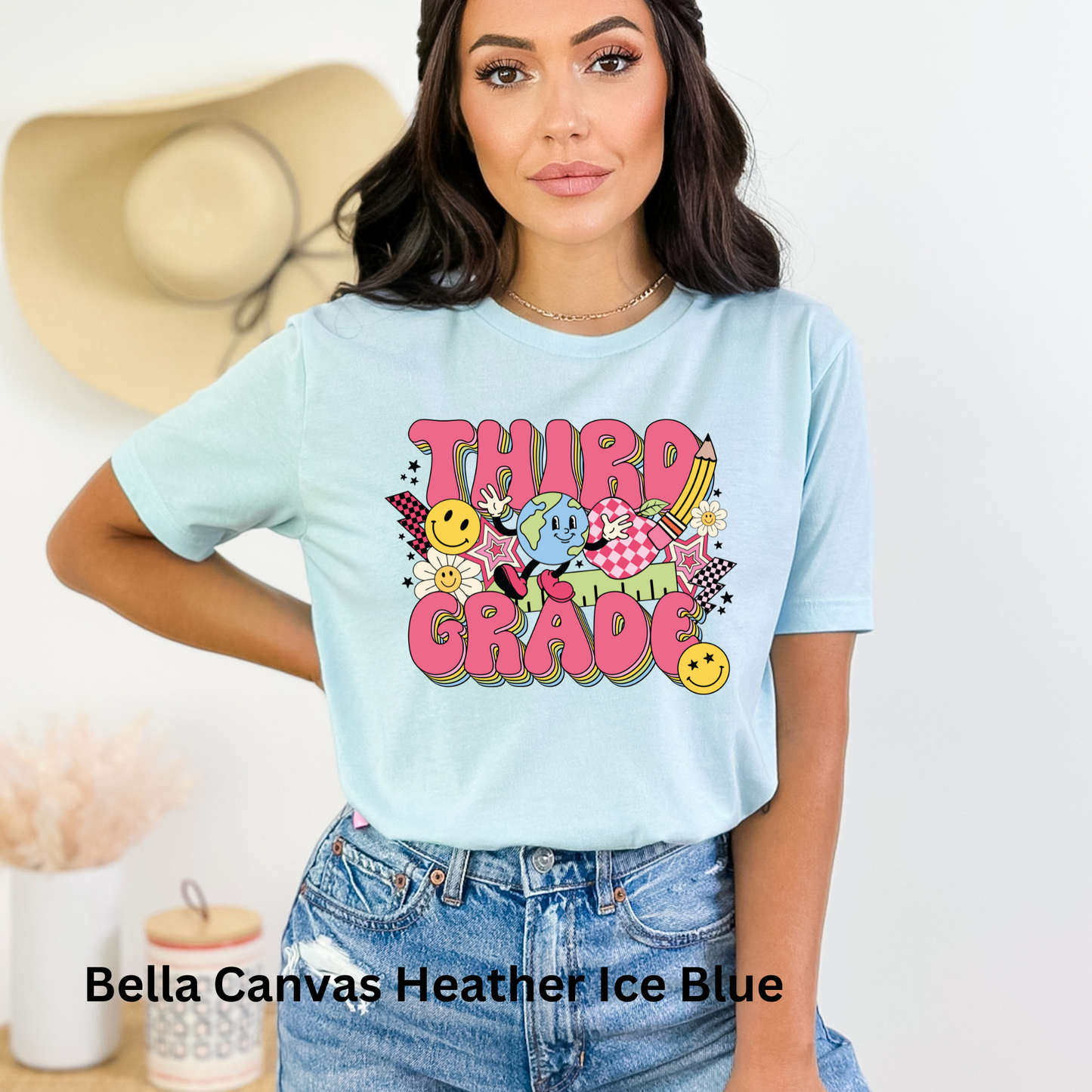 Third Grade Pink Bubble Letters