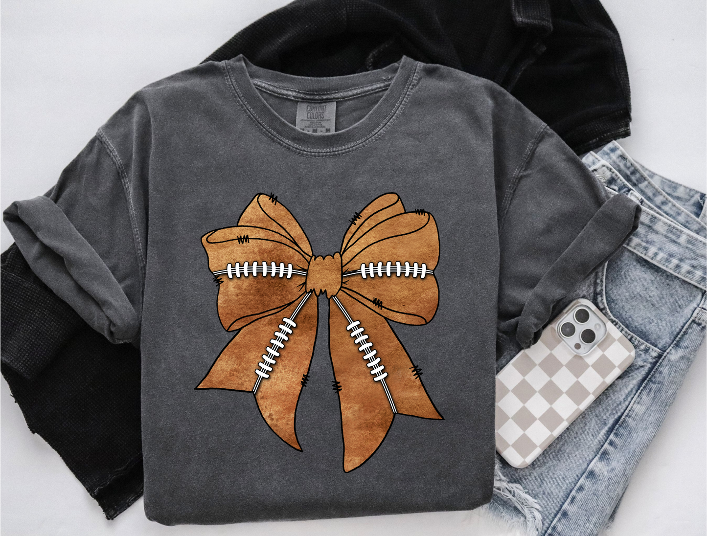 Football Bow--You Pick Color of Tee!